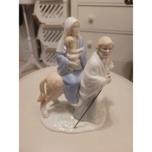 Vintage Homco Porcelain Joseph, Mary and Baby Jesus On Donkey 6 " #8910